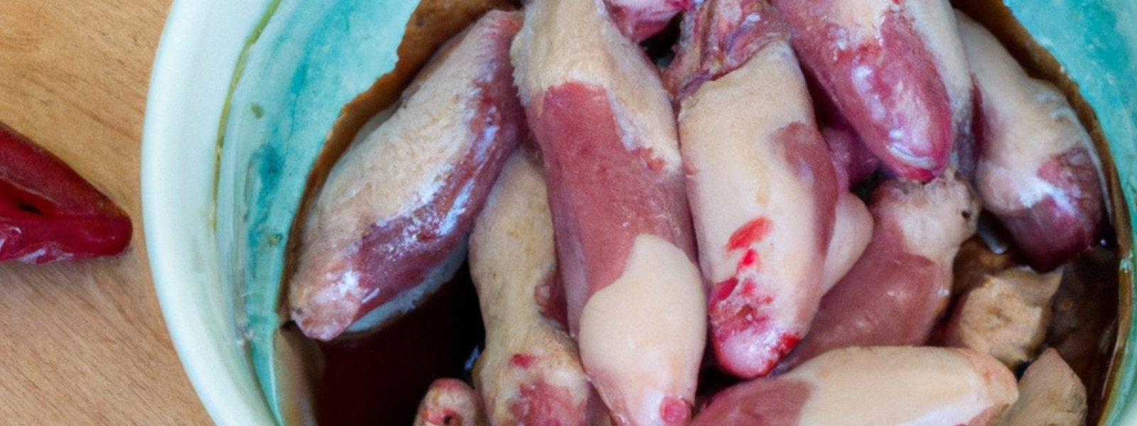 A imagem mostra um bowl cheio de marinada para coração de frango