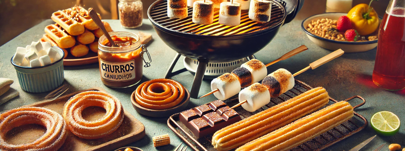 A imagem mostra sobremesas para churraasco!