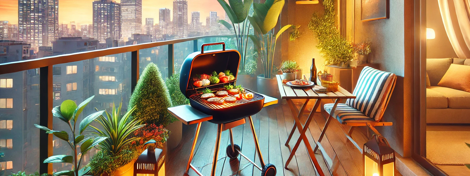 A imagem mostra um churrasco em apartamento